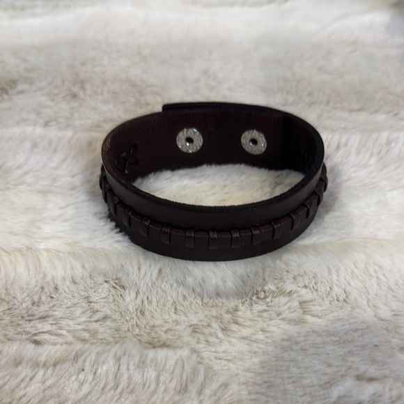 Steve Madden Men's Dark Brown Leather Bracelet - Picture 4 of 4